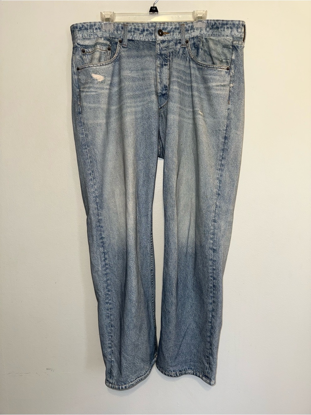 Rag & Bone Miramar Fit 4 Light Indigo Cotton Terry Jeans Trompe L'oeil Mens 36
